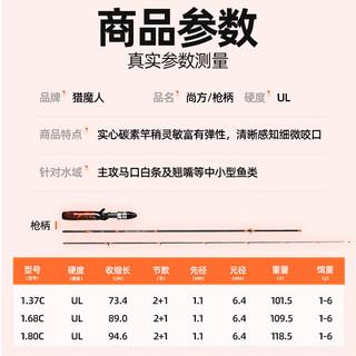 猎魔人路亚竿1.37米枪柄尚方马口路亚杆左手水滴轮套装UL调微物路亚鱼竿