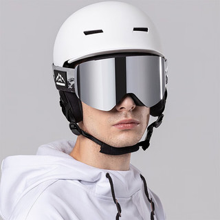 COPOZZ滑雪眼镜磁吸双层防雾滑雪镜男女柱面卡近视登山护目镜装备 银框银片（送镜盒镜袋）