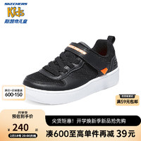 Skechers斯凯奇儿童鞋春秋款小白鞋女童透气板鞋轻便中大童休闲鞋405698L 黑色/炭灰色/BKCC 35