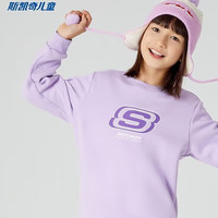 SKECHERS 斯凯奇 儿童长袖t恤男女童加绒卫衣保暖秋冬圆领衣服 L422K105-00KC