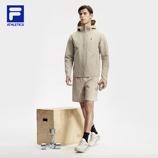 FILA 斐乐男士梭织外套2024春简约基础运动连帽上衣 褐灰色-BN 165/88A/S