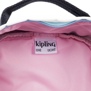 kipling 凯普林 男女款轻便帆布包2024春季书包电脑包双肩背包DAMIEN M 粉蓝白拼接