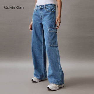 Calvin Klein Jeans24春夏女纯棉复古大口袋低腰宽松垮裤牛仔裤J224275 1A4-牛仔蓝 28