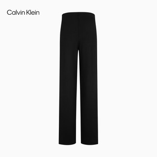 Calvin Klein Jeans24春夏女士通勤简约刺绣黑色阔腿休闲长裤ZW02512 BEH-太空黑 L