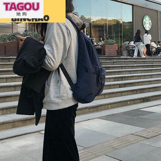 她购（TAGOU）川久玲坠感轻便尼龙双肩包运动中性青年背包男女大书包电脑包 酒红色