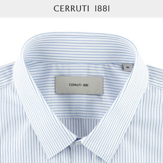 CERRUTI 1881男装早春商务休闲纯棉条纹长袖衬衫男C4839EI141 浅蓝 44