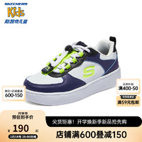 Skechers斯凯奇儿童休闲板鞋春秋透气男女童时尚小白鞋319499L/405232L 蓝色/多彩色/BLMT 30