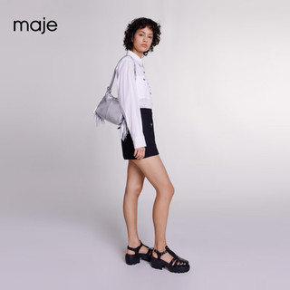 Maje2024早春新款女装时尚气质设计感高腰黑色短裤裙MFPSH00519 黑色 T34