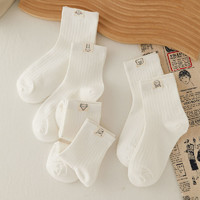 88VIP：焦糖玛奇朵 6双装棉质袜子女白色中筒袜小清新少女简约百搭袜
