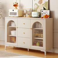 锦需奶油风餐边柜家用厨房柜子储物柜简约现代靠墙一体轻奢备餐茶水柜 奶油风140cm两门三抽