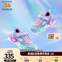 SKECHERS 斯凯奇 女童魔术贴休闲灯鞋48小时发货 紫色/薄荷绿/PWMT 27.5码