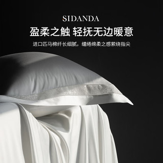 SIDANDA140支匹马棉四件套法式纯白色全棉套件镂空刺绣轻奢 凝影白 床笠款适用于1.8米床220*240被芯