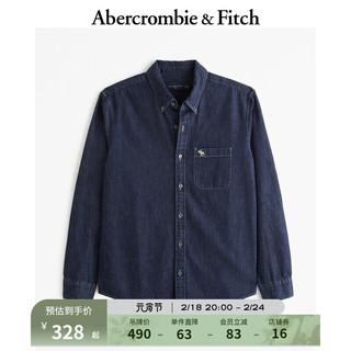 Abercrombie & Fitch 男装 复古美式经典通勤小麋鹿牛仔布衬衫 KI125-4040