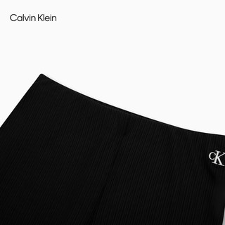 Calvin Klein Jeans24春夏女士通勤简约刺绣黑色阔腿休闲长裤ZW02512 BEH-太空黑 XS