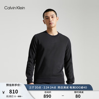 Calvin Klein【吸湿速干】运动24春夏男字母织带圆领打底衫运动卫衣4MS4W337 001-太空黑 L