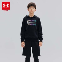 安德玛（Under Armour）童装男女童套装秋季连帽卫衣长裤两件套运动套装 黑色+黑色套装 150cm