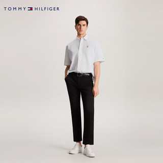 TOMMY HILFIGER24新款春季男装纯棉刺绣商务休闲宽松短袖衬衫MW0MW34551