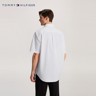 TOMMY HILFIGER24新款春季男装纯棉刺绣商务休闲宽松短袖衬衫MW0MW34551