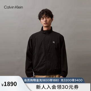 Calvin Klein Jeans24春夏男士户外休闲简约刺绣立领夹克外套J325905 BEH-太空黑 XL