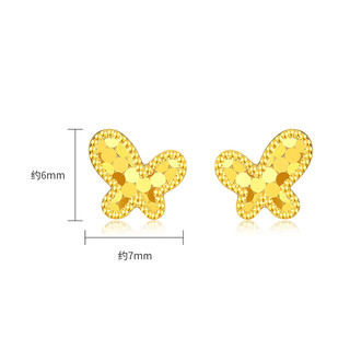 潮宏基足金5G黄金耳钉女款计价 高光金蝴蝶 EEG30003110 一对款约0.85g