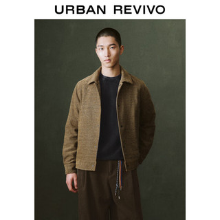 URBAN REVIVO UR2024春季男装潮牌挺括肌理感宽松翻领夹克外套UML140005 卡其条纹 XL