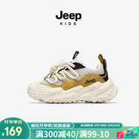Jeep童鞋男童鞋子2024春季儿童运动鞋小白鞋软底防滑女童跑步鞋 棕色 35码 鞋内长约22.3cm