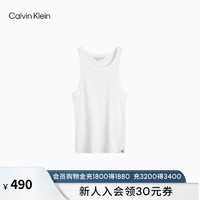 Calvin Klein Jeans24春夏女士简约布标螺纹微弹修身内搭背心T恤J223104 YAF-月光白 XS