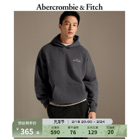 ABERCROMBIE & FITCH男女同款 24春美式复古刺绣Logo宽松连帽卫衣 356741-1 深灰色 M (180/100A)