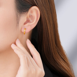潮宏基足金5G黄金耳环女款耳饰计价 高光金 EEG30003142 一对款约2.2g