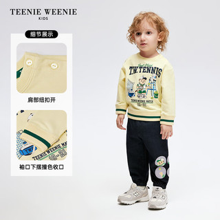Teenie Weenie Kids小熊童装24早春男女宝宝印花圆领套头卫衣 象牙白 110cm