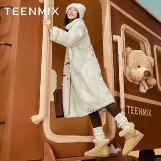 天美意（TEENMIX）甜美厚底保暖雪地靴棉鞋女休闲短靴子2023冬新CNC41DD3 杏色 35