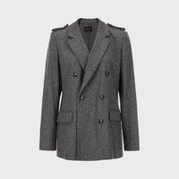 Massimo Dutti 女士复古摩登垫肩含羊毛通勤休闲西服