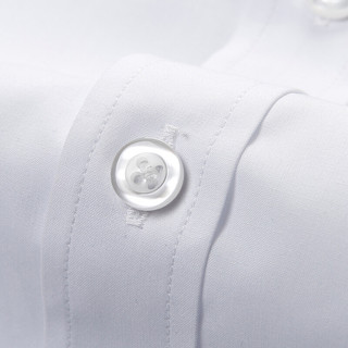 OMAX 立领衬衫男长袖韩版修身纯色商务休闲中山领白色衬衣男 白色 M适合120斤以下