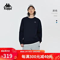 卡帕（Kappa）复古套头衫2024男春运动卫衣休闲圆领长袖K0E12WT01 暗夜蓝黑-906 S