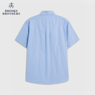 布克兄弟（BrooksBrothers）男士24早春棉扣结领免烫短袖衬衫 4003-蓝色撞色 XS