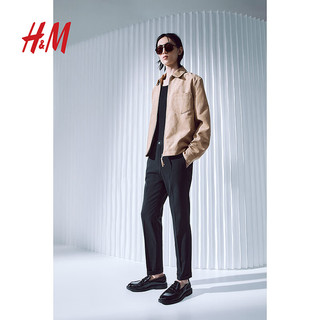 H&M2024春季男装长裤烟管裤纯色修身九分西裤1211030 黑色 165/72A 28