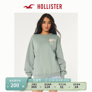 HOLLISTER24春夏美式图案抓绒保暖运动衫卫衣 女 356528-1 浅绿色 XXS (160/80A)