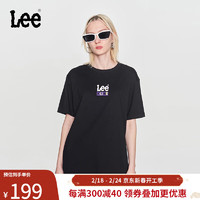 Lee 24早春舒适版型撞色字母印花圆领男短袖T恤潮LUT0055314LE 黑色（尺码偏大，拍小一码） XXL