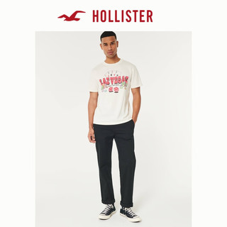 HOLLISTER24春夏美式宽松棉质圆领短袖图案T恤 男 KI323-4002 白色 XS (170/84A)