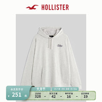 HOLLISTER24春夏新款美式套头透气时尚宽松连帽衫卫衣男 356635-1 浅麻灰色 M (180/100A)