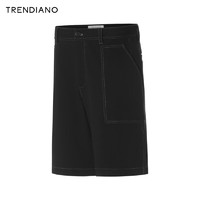 TRENDIANO明线设计休闲短裤2024年春季百搭时尚五分裤宽松男 黑色 XL