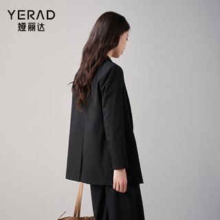 娅丽达（YERAD）通勤职业黑色西装外套女2024春装正装上衣小西服 黑色(A0) S