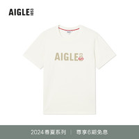 AIGLE【龙年系列】艾高短袖T恤24春夏SILVADUR抗菌速干短袖男 粉白色 AS881 S