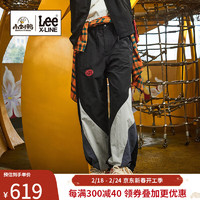 Lee【小刘鸭联名】Lee24早春新品可松紧腰撞色黑色男尼龙运动休闲裤 黑色 XL