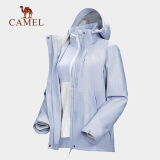 骆驼（CAMEL）丁真同款CamelTex户外御寒冲锋衣男防油污外套三合一登山服3514 橄榄黑男 XL