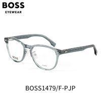 雨果博斯（HUGO BOSS）眼镜架圆框商务通勤眼镜男士镜框可配近视镜片1479 PJP-透蓝色