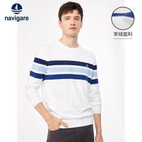 navigare 纳维凯尔 意大利小帆船长袖圆领羊绒针织衫男春季套头白色毛衣