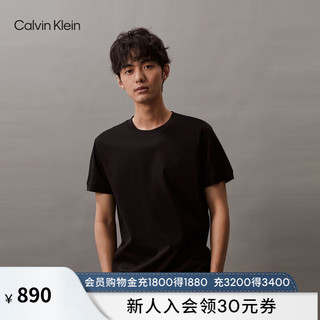 Calvin Klein Jeans24春夏男士休闲简约印花丝光棉光滑短袖T恤J326336 BEH-太空黑 S