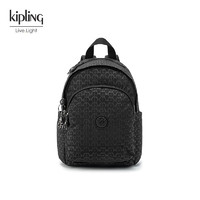 凯普林 kipling女款大容量轻便帆布2024春季旅行包小饱包双肩背包DELIA系列 DELIA MINI-黑底字母印花