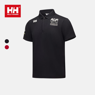 HELLY HANSEN, H/H海丽汉森hh男士短袖POLO春夏户外翻领印花T恤AEGIR系列 红色 2XL (185/104A)